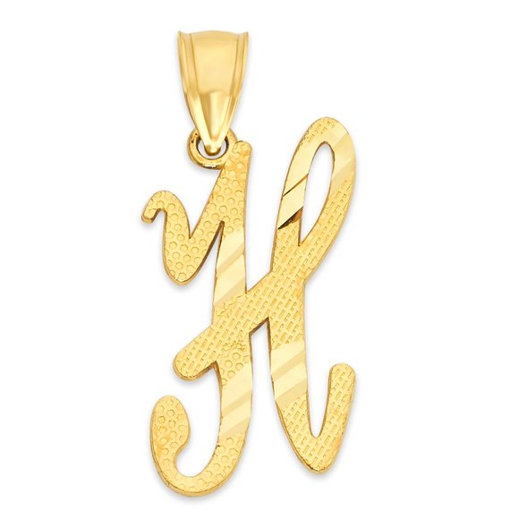 10k Real Solid Gold H Initial Pendant